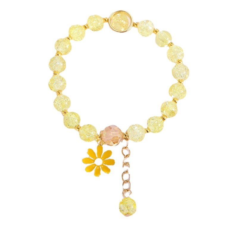 Flower Bracelet Ins Handmade Design Popcorn Crystal Bracelet Korean Girl's Personality Best Friend Couple's Bracelet Daisy