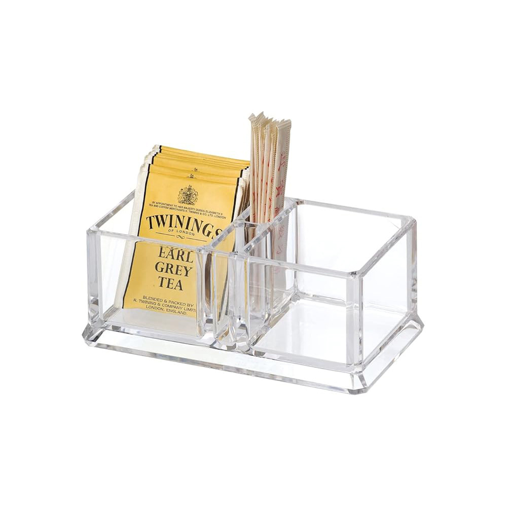 Transparent acrylic two-grid tea bag rack coffee sugar bag box…