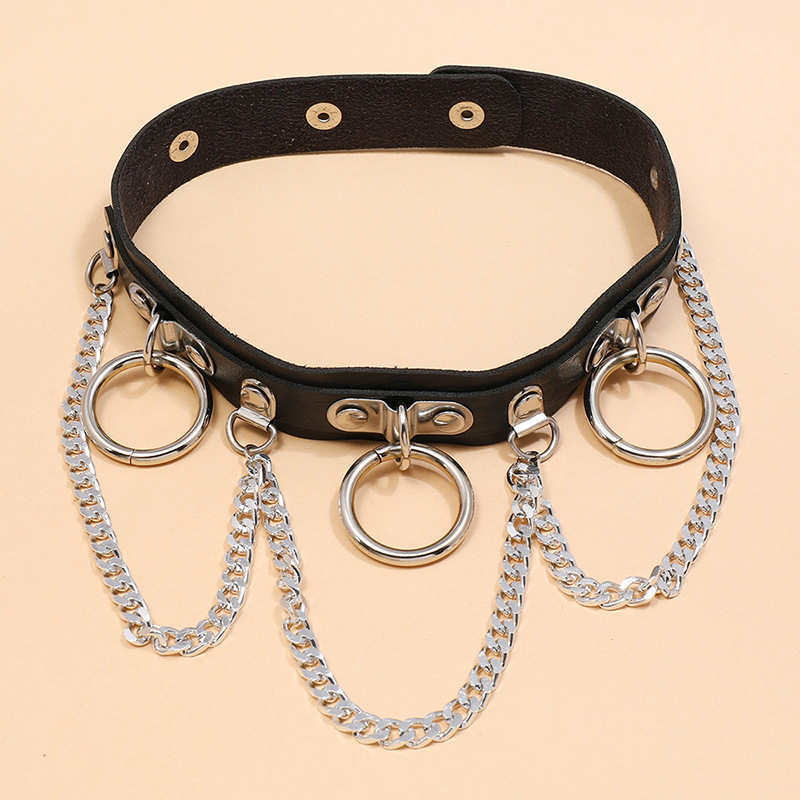 Punk PU Leather Tassel Necklace Wholesale Nihaojewelry