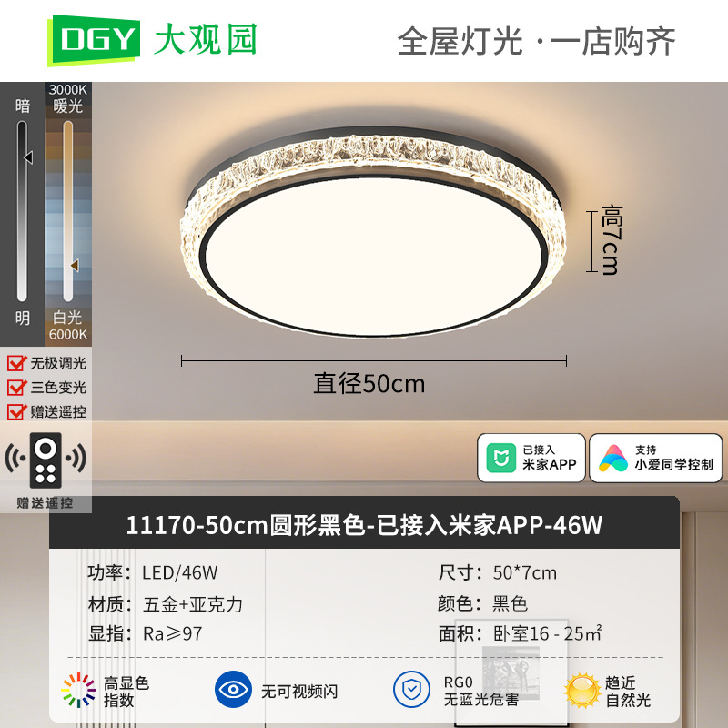 Luz de techo de sala de estar moderna y simple nueva luz de lujo de alto nivel, luz de techo de protección de ojos de espectro completo 293L