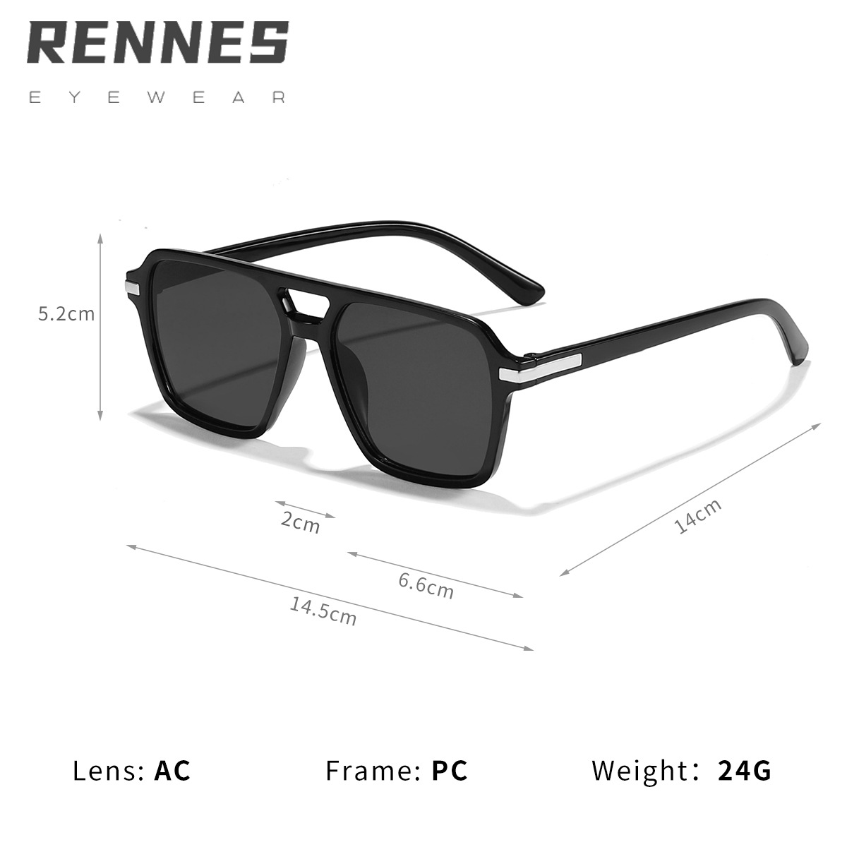 2024 nuevas gafas de sol piloto de marco cuadrado de doble viga europeas y americanas para hombres, gafas de sol ligeras de conducción al aire libre con protección UV