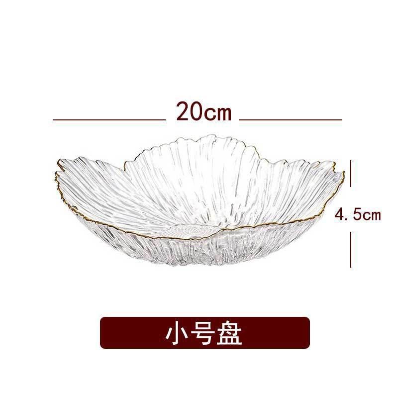 ヨーロッパのガラスの花とフルーツトレイ、ハイエンドのホームフロントデスク、軽くて豪華な金縁の大容量ティートレイ、スナックとドライフルーツトレイ|undefined