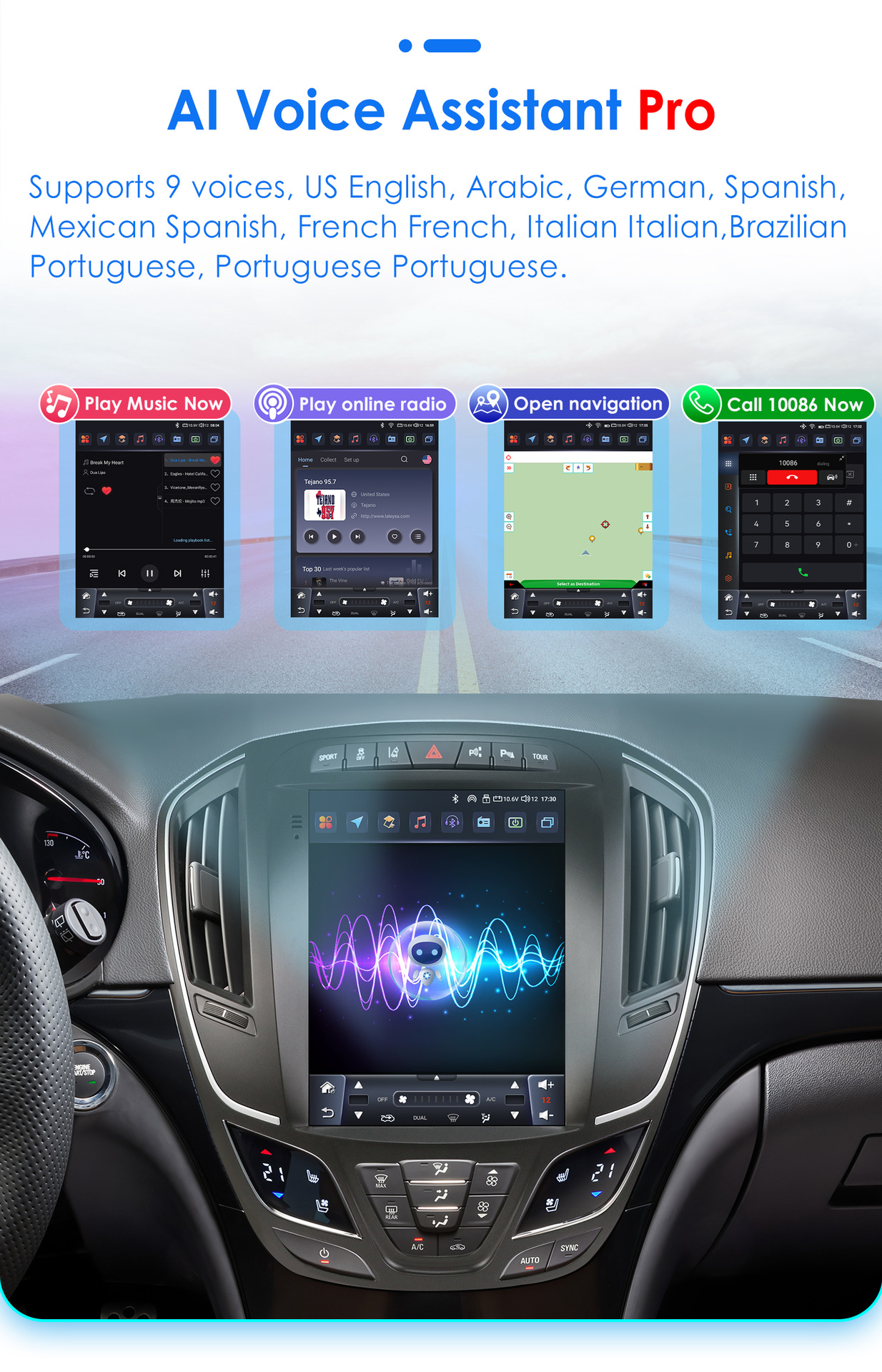 9.7inch Suitable for 2014-2018 Buick Regal/Opel Insignia Car-Mounted Vertical Screen Android Navigation Gps