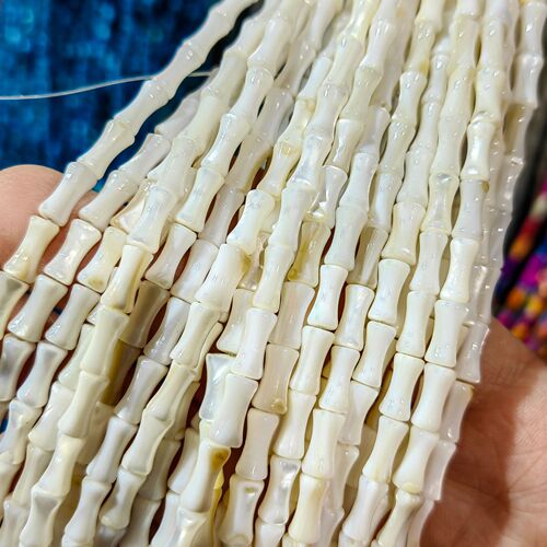 Natural Freshwater Shell Multi-Color Bamboo-Shape Loose Beads, Semi-Finished DIY Handmade Beaded Shell Accessories