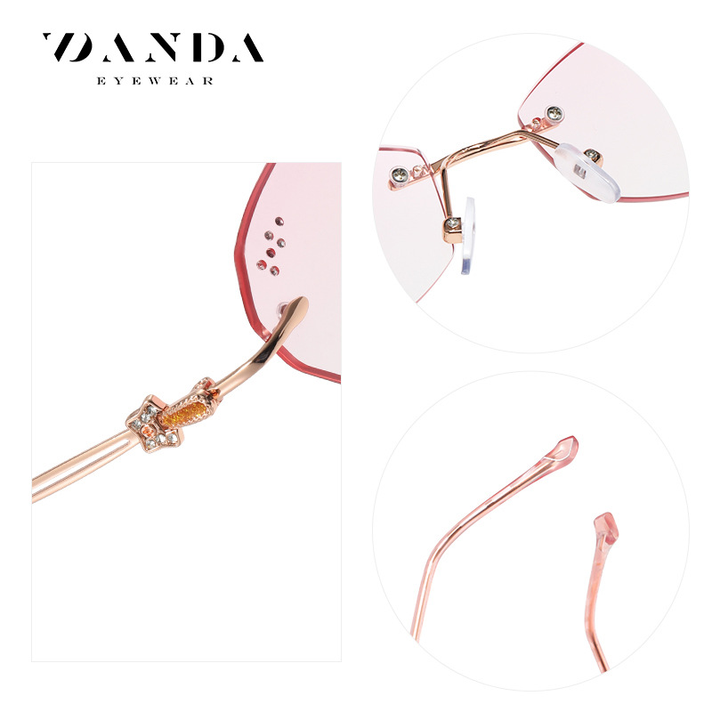 Tiktok mismo gafas de presbicia DY8101 Diamante de corte de Diamantes anti-azul de la luz gafas de presbicia elegante de moda sin marco gafas