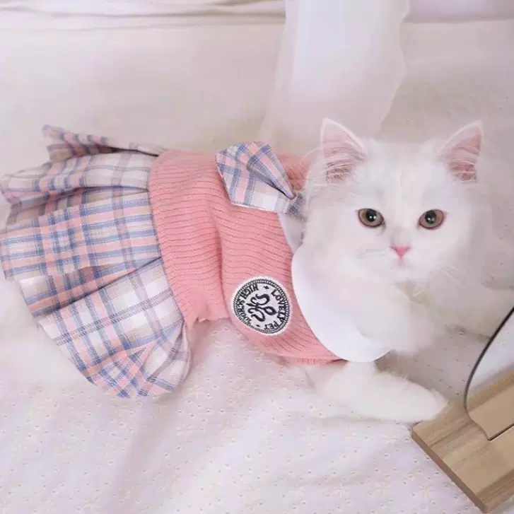 宠物秋冬衣服JK裙毛衣格子裙学院风小猫咪衣服秋冬款狸花英短美短