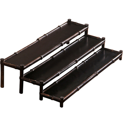 PK7J Purple Bamboo Tea Pavilion Antiquity Shelf Teaware Storage Bamboo Tea Ceremony Zero Accessories Solid Wood Cup Mat Tea Cup Stand