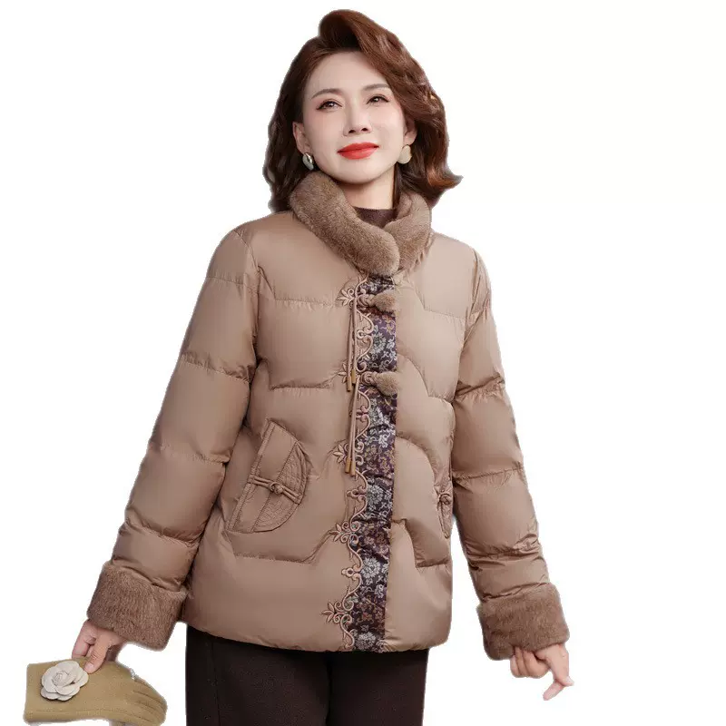 新款妈妈冬装中式棉衣外套加绒加厚棉袄中老年女冬季保暖国风棉服