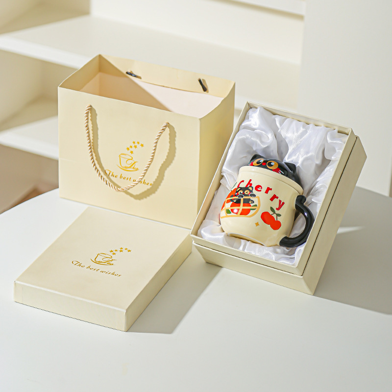 Fruta creativa gatos con tazas de fugas de té encantadoras caricaturas de alto valor de la cara de la taza de desayuno de leche doméstica taza de agua de oficina