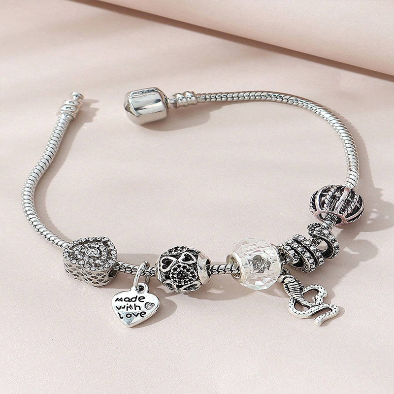 Panjia pulsera Dora DIY cuentas transfronterizas explosión amor letras colgante cobra corazon pulsera de diamante image 3