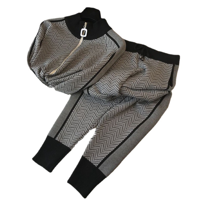 Women's Clothing new knitted jacket + small feet elastic pants two piece set_voghion.com
