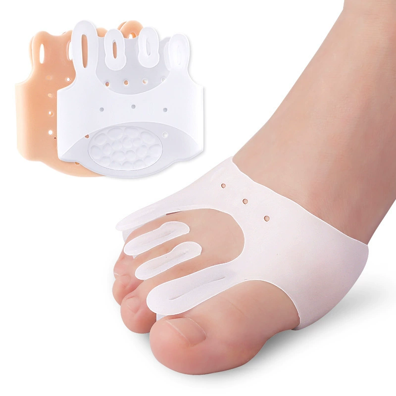 Разделитель пальцев с пятью отверстиями, утолщенная подошва, дышащий, амортизирующий, массажный, снимающий давление, подушечка половинного размера на передней части стопы, ортез при вальгусной деформации большого пальца стопы.