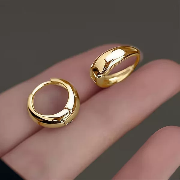 Fashion European and American Smooth Hoop Earrings Simple Personality Minimalist Geometric Gold Copper Hoop Earrings Jewelry for Women