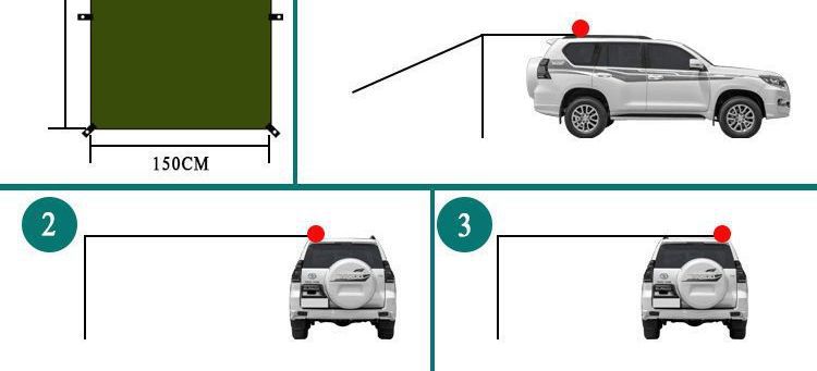 Rainproof and sunproof car side tent, outdoor camping tent for cars, SUV side tent, camping canopy