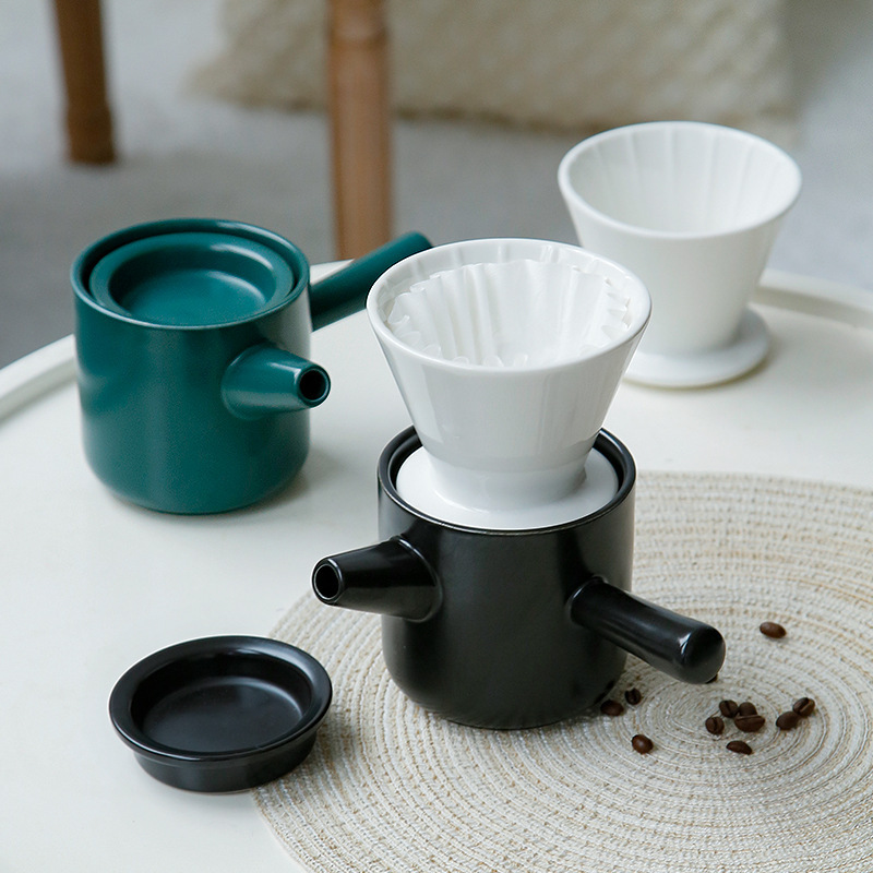Creative coffee pot filter household portable hand coffee drip filter Cup ceramic coffee appliance suit