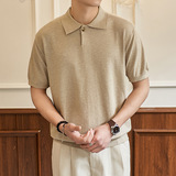 ZF8118-MW男夏薄款v领休闲T恤夏季慵懒针织日系海鸥领olo衫，男装针织衫/毛衣，星座614