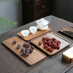 Walnut Rectangle Tray Japanese Style Serving Tray Household Living Room Dry Tea Tray Solid Wood Tray Hotel Tableware Commercial Plate