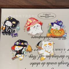 亚克力万圣节小白猫浮雕吊牌珠 diy儿童饰品手机链包挂钥匙扣材料