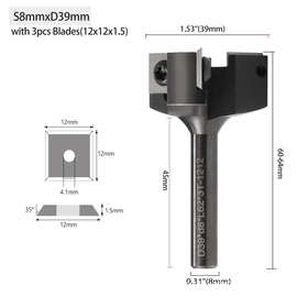 8柄12柄12.7柄三刃舍弃式破板刀可拆卸木工铣刀实木开料清底开槽
