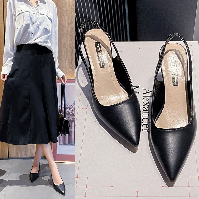 2023 весна-лето новые остроносые туфли на высоком каблуке женские сандалии на шпильке Baotou задние пустые однослойные туфли с мелким ртом для женщин