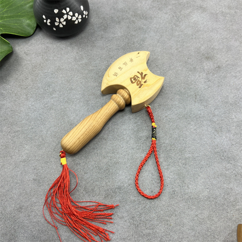 桃木の斧のメーカーは両面の福の字の観光地区の屋台の工芸品の文を卸売りして置物の家庭の客間のペンダントを遊びます。|undefined