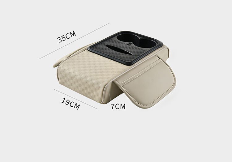 Five-In-One Armrest Box Mat, Non-Slip, Universal Car Booster Pad, Water Cup Holder, Car-Mounted Multi-Functional Three-Dimensional Embossed Storage