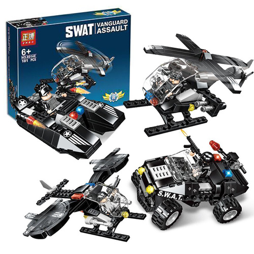 Children's Building Blocks Set Six-in-One Guardian Transport Fleet Assembly Toy Set Helicopter Armor Vehicle Building Blocks