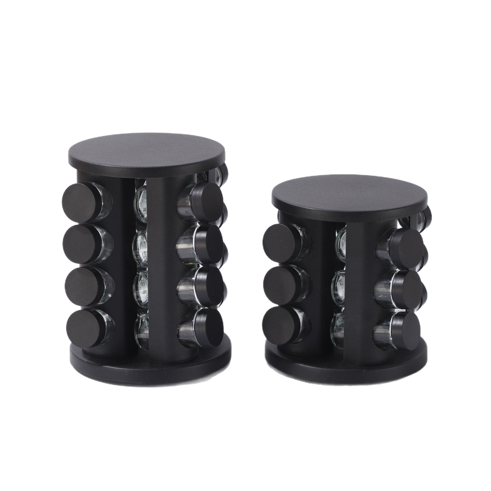 Estante de condimento giratorio de acero inoxidable Estante de condimento dorado de cocina para el hogar Estante de almacenamiento de tanque de condimento de especias de vidrio