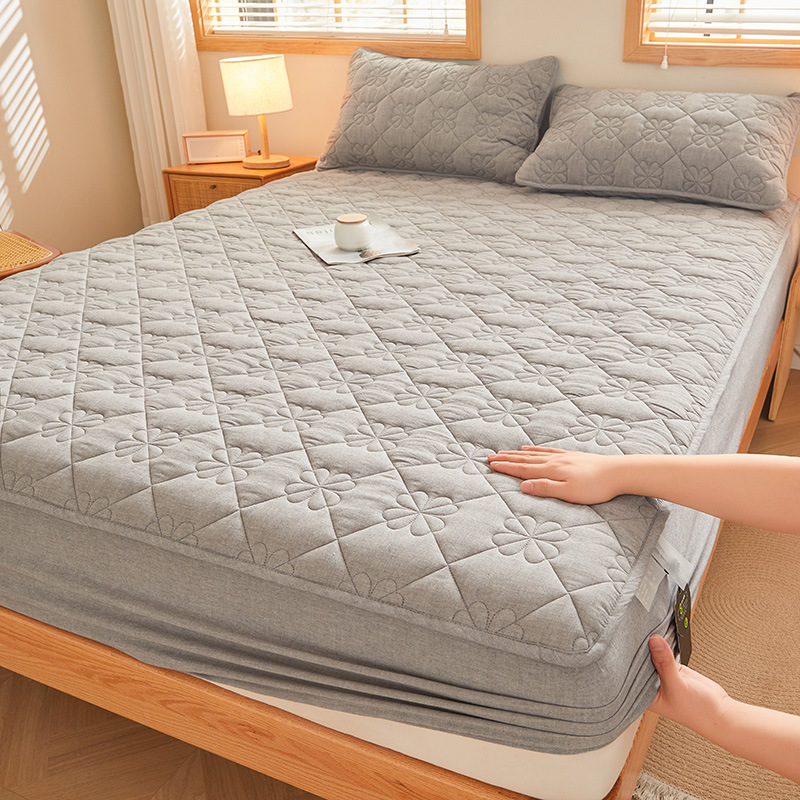 2024 nueva sábana de algodón lavado de algodón acolchado cubierta de cama a prueba de polvo de una sola pieza cubierta de protección de colchón con todo incluido