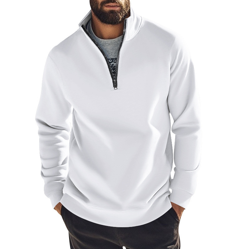 Sweatshirt homme en molleton avec col zippé hiver automne_voghion.com
