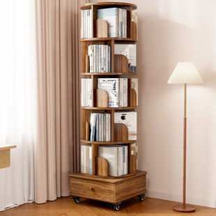 Rotating Bookshelf 360-degree Home Living Room Storage Rack Integrated Removable Student Picture Book Rack Cabinet Wall Bookcase