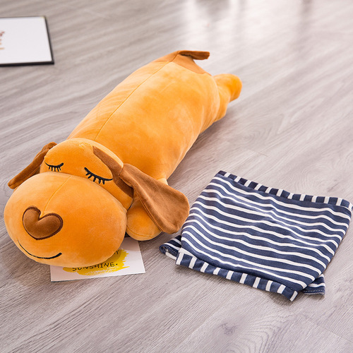 Down-filled plush toy with a sleepy pug design, suitable for girls to hug or use as a leg warmer pillow.