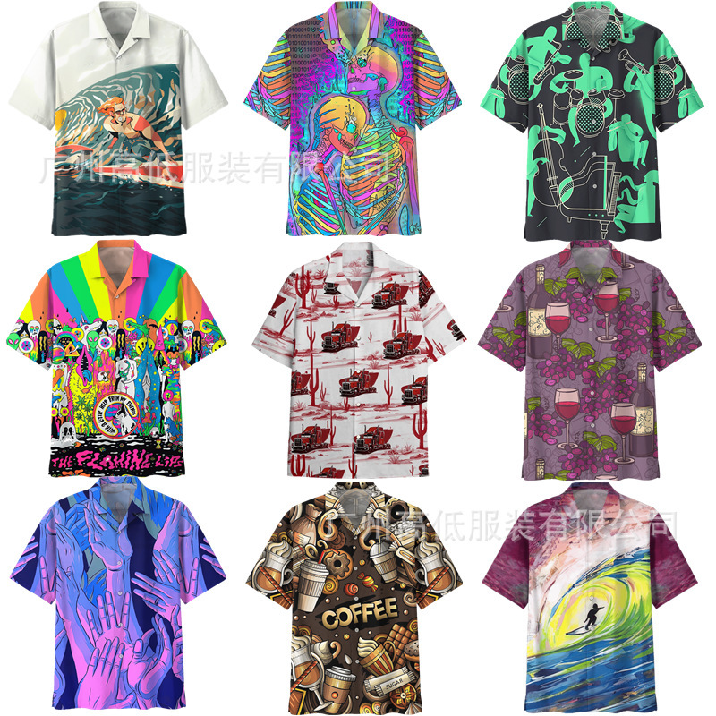 3DprintingeffectHawaiianMenResortSlimShirt Printed Hawaiian Holiday Shirt