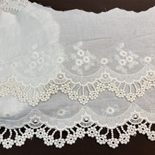 立体花朵桌布窗帘下摆棉布刺绣蕾丝 女装服饰花边辅料 白色宽24cm