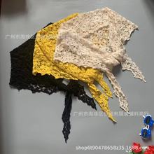 春夏新款韩版披肩时尚显气质淑女镂空花蕾三角形外搭唯美百搭围巾