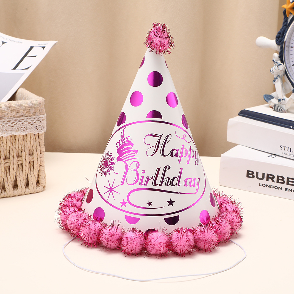 comercio exterior cumpleaños sombrero sombrero de papel estampado sombrero de plumper fiesta vestir atmósfera vestir sombrero de punta fábrica al por mayor