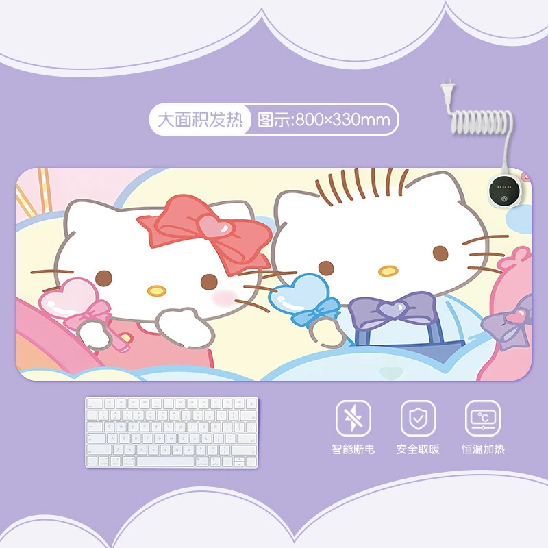 Hello kitty, table mat writing, table teaching laptop, mouse