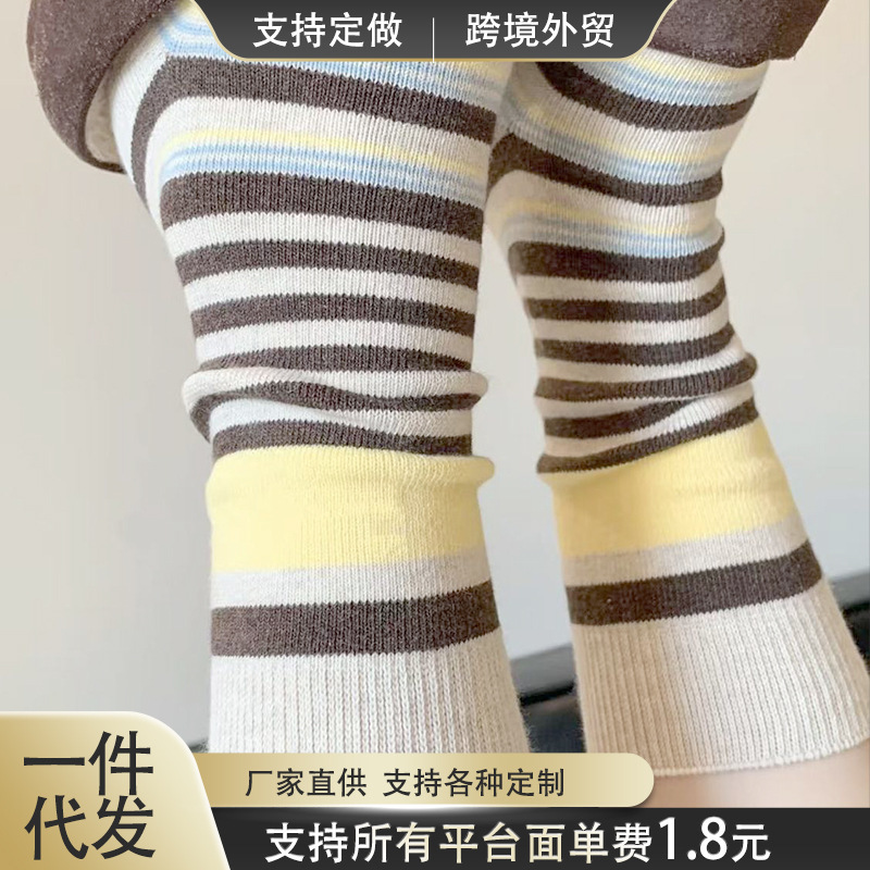 复古森系条纹袜子女中筒袜秋季款韩国ins潮百搭撞色中筒袜堆堆袜|undefined
