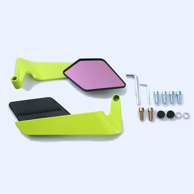 Car Aluminum Alloy Reflector, Motorcycle rearview mirror - yellow-black-mirror-shell-purple-mirror