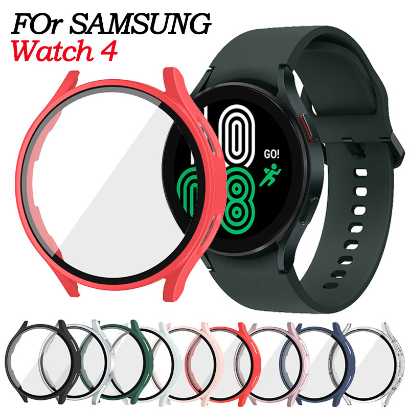 For Samsung Galaxy Watch 4 40mm 44mm Protective Shell PC Tempered Film All-in-One Case