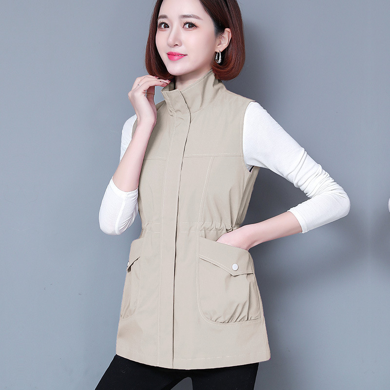 Women's Autumn and Winter New Korean Style Slim Versatile Fashion Trench Coat Vest Short Jacket Trendy