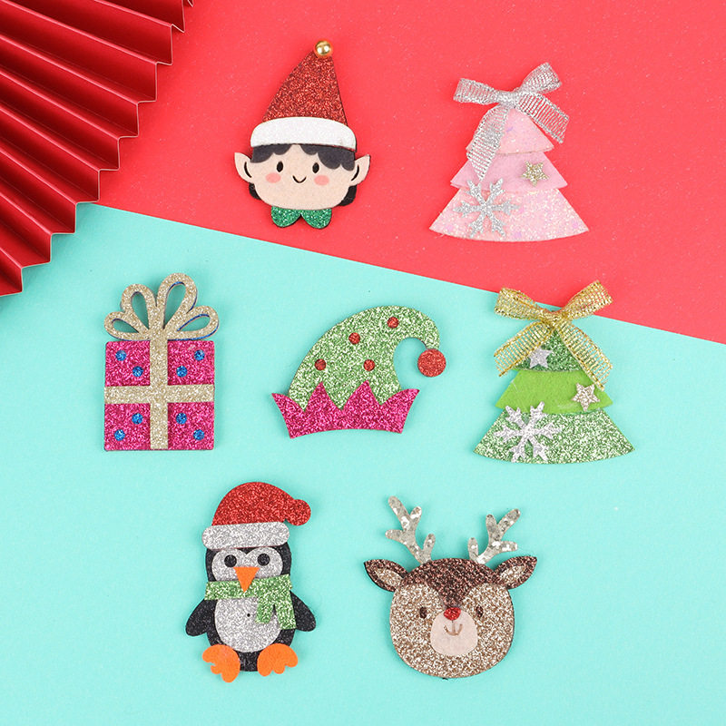 Manufacturer's Best-Selling New Christmas Shiny Gold Powder Accessories Cute Penguin Christmas Tree Gift Box Decoration Materials