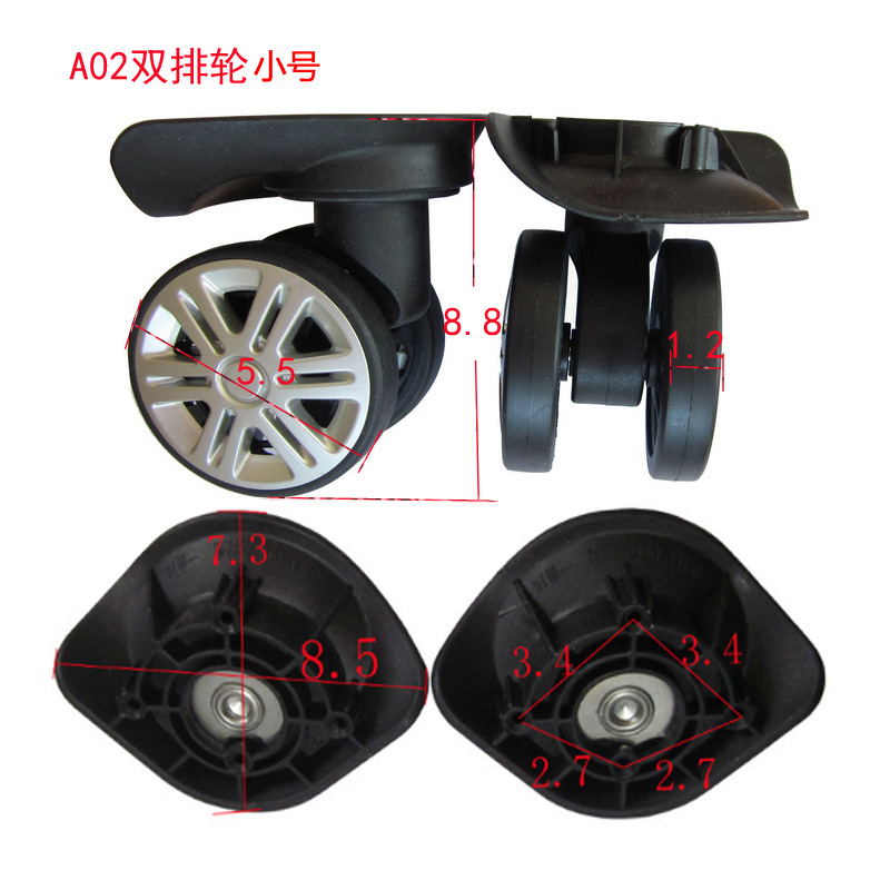 A02 Double-Row Small Suitcase Universal Swivel Wheel Accessories, Replacement Silent Wheels for Luggage Trolley