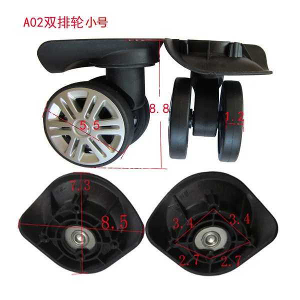 A02 Double-Row Small Suitcase Universal Swivel Wheel Accessories, Replacement Silent Wheels for Luggage Trolley