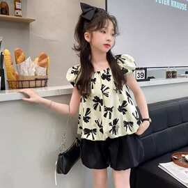 夏季女童洋气时髦小香风轻奢小众高端儿童宝宝超好看上衣裤子套装