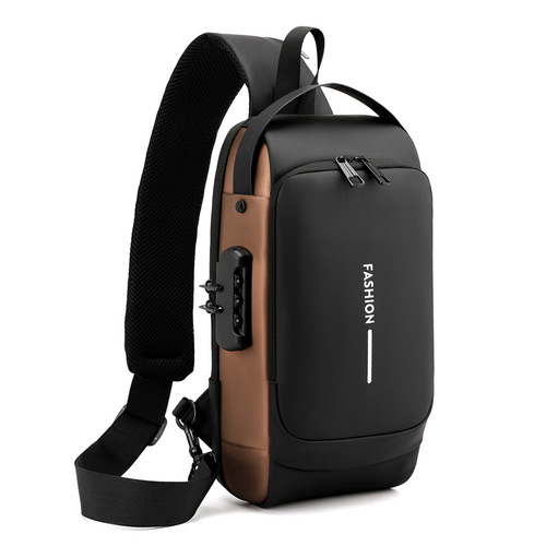 Men's Motorcycle Bag Password Anti-Theft Chest Bag Men's Bag Single-Shoulder Bag Sports Waist Bag Casual Multi-Function Crossbody Bag