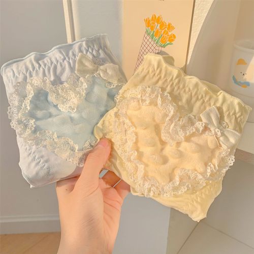 Nerian Sweetheart ~ Japanese Mid-Waist Girl Panties Girls Pure Cotton Crotch Cute Sweet Women's Fleece Warm Breathable 