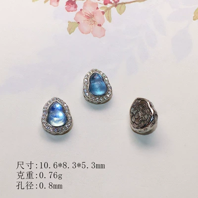 Zərgərlik ara hissələri, through-hole accessories bracelet string decoration - diamond-old-silver-aquamarine-large-size