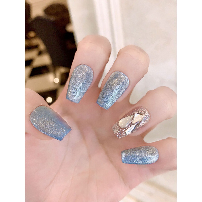 [original Real Shot] Purely Handmade Wearable Nails, Blue-eyed Manicure Patches, Finished Sparkling Diamonds, Internet Celebrity Hot Style