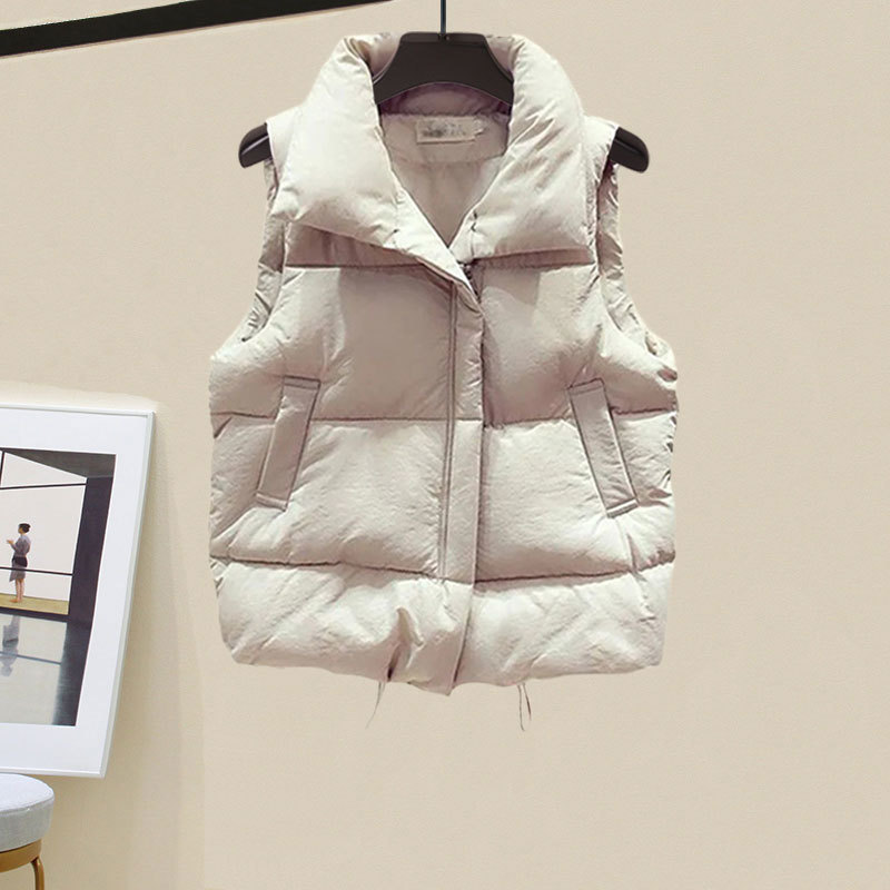 冬服、新しいスタイルの綿のベスト、タートルネックセーター、女性のスリムなワイドレッグパンツの3点セット|undefined